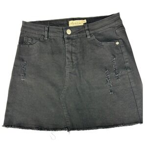Denim by Ellison Denim Mini Skirt Black Distressed Goth Grunge Streetwear Small